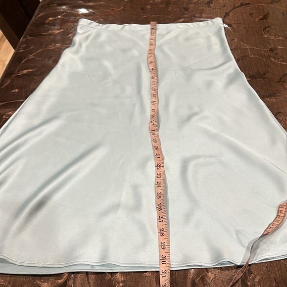 Elegant Light Blue Satin Midi Skirt - Picture 4 of 7